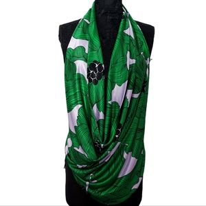 Green Floral Draped Halter Top